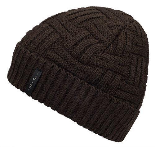 Spikerking Mens Winter Knitting Wool Warm Hat Daily Slouchy Beanie Skull Cap,Coffee