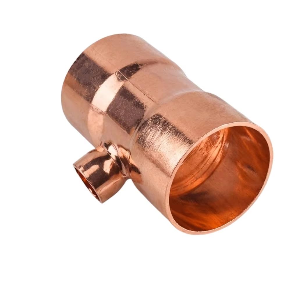 Złącze Rurowe T-Redukcyjne Miedziane 3-Drogowe (1 Sztuka) - Gniazdo ID 35/42/54mm Do Spawania dla Klimatyzacji, Ogrzewania Centralnego & Hydrauliki(42mm-28.6mm-42mm)