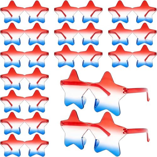 15 Pairs 4th of July Star Sunglasses 250 Anniversary USA Patriotic Star Glasses American Red White and Blue Accessories for Women Men Independence Day Pool Beach Birthday Party Outfit Decorations