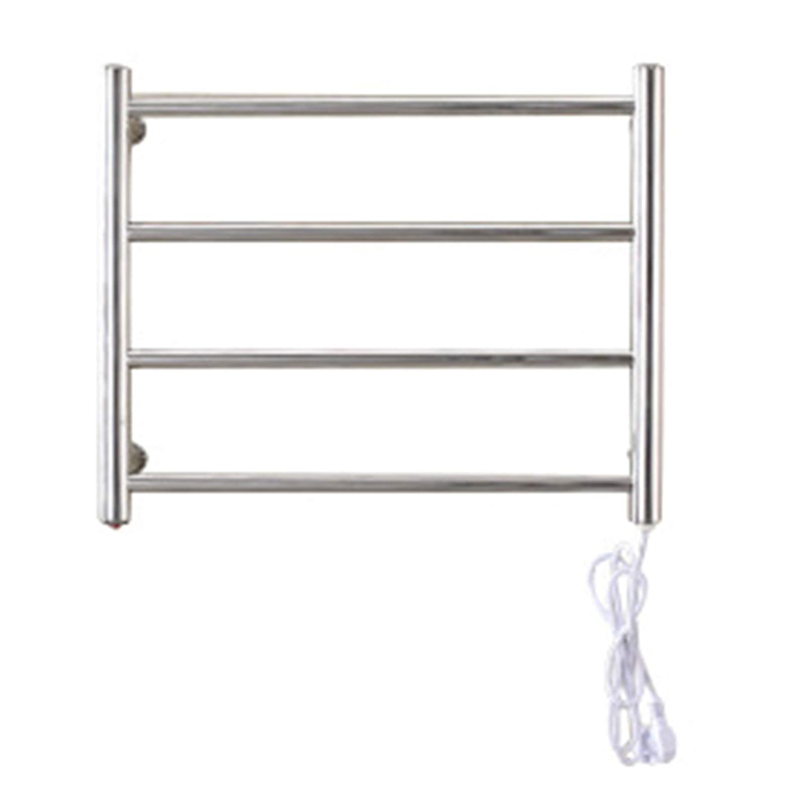asdchZen 4-Bar Wall Mounted 58W Electric Heated Towel Rack For Bathroom,304 Stainless Steel Towel Heater Rail Quick Towel Dryer-Plug In,Hardwired