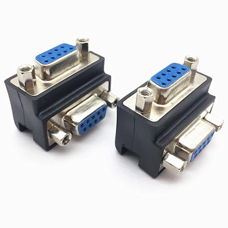 Wiring Connecting Terminals - DB9 Female to Female Connector with Bent Angle for Serial Cable, 9-pin Straight Through Head for 232 Converter