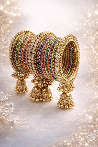 Image of Swara Creations Metal bangles /kada Set wrapped in Silk Thread & golden dots for Women & Girls (24 Pcs)