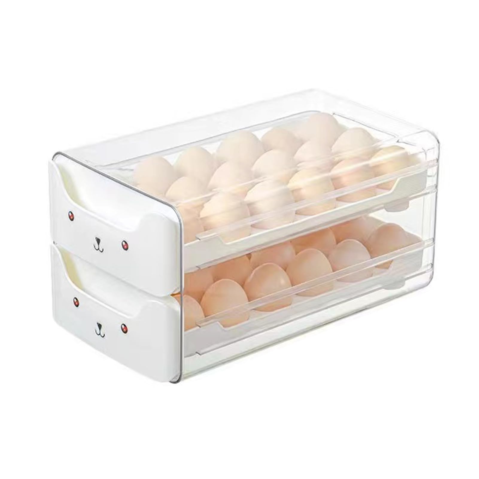Glifora Egg Storage Box for Refrigerator - Stackable Egg Container Holds 36 Eggs, Kitchen Egg Organiser with Two Drawers for Fridge and Counter