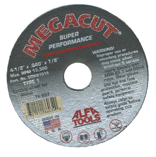 Alfa MegaCut Cutting Wheel for Metal 4-1/2x.040x7/8 (25 per Pack) #COW61515