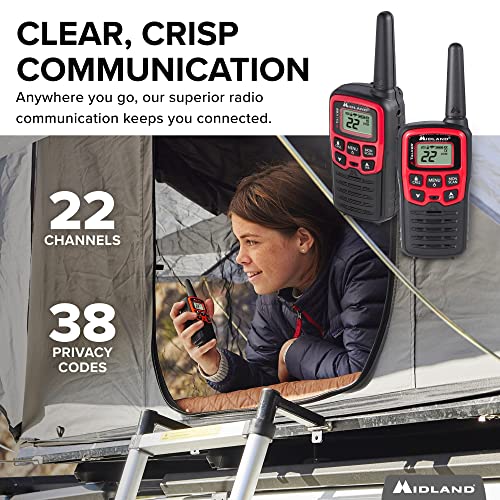 Midland - X-Talker T31Vp, 22 Channel Frs Walkie Talkies - Extended Range Two Way Radios, 38 Privacy Codes, & Noaa Weather Alert (Pair Pack) (Black/Red) #TOP1