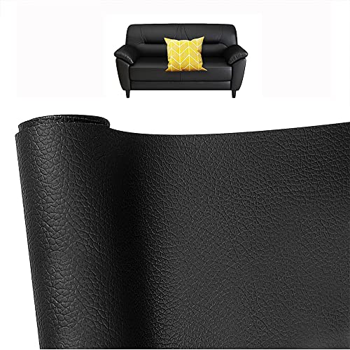 Cinta Adhesiva para Reparar Cuero PU, Kit de Parche de Piel, Parches de Piel Cuero Artificial Cinta Autoadhesiva, para Sofás, Asientos De Coche, Bolsos, Chaquetas 35 x 137 CM (Negro) Cover