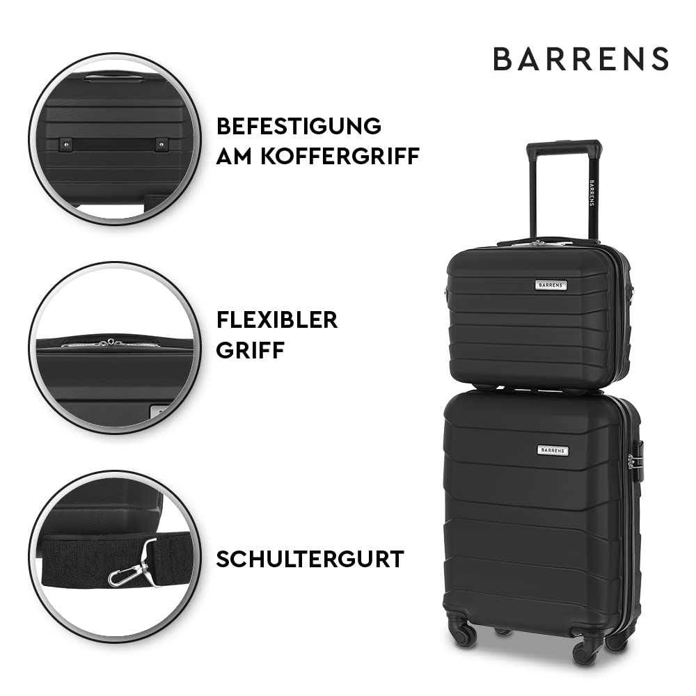 BARRENS kosmetyczka podróżna | Kuferek z rączką | Bagaż podręczny | Do mocowania na walizce lub noszenia na ramieniu | Wytrzymałe tworzywo ABS | 31x35x18 cm | Pojemność 17l | Kolor czarny