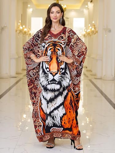 Chunoy Women V Neck Kaftan Dresses Kimono Sleeve Casual Beach Bathing Cover Up Dress2