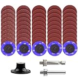 Hwnovdy 50 Stück Schleifscheiben 50mm 36/60/80/120/240 Körnung 2 Zoll Schleifaufsatz mit 1/4 Zoll Schaft, für Bohrer und Schleifmaschinen, Metall Holz Stahl Schleifen Polieren