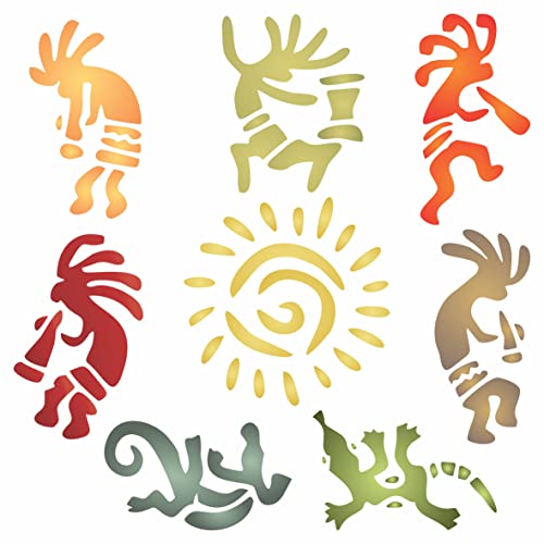 Kokopelli Wall Art Stencil, 16.5 x 16.5 cm (M) - Kachina Spirit Mythology Hopi Zuni Indians Stencils for Painting Template