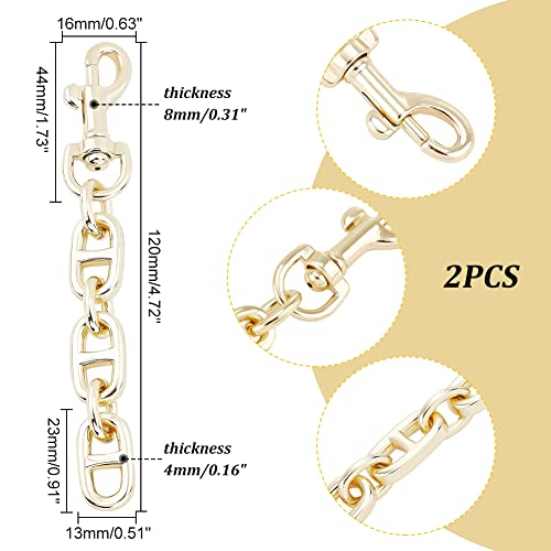 UNICRAFTALE 2Pcs Bag Extender Chains Alloy Purse Chain Strap 12cm Light Gold Crossbody Shoulder Bag Strap Extender Chains with Swivel Eye Bolt Snap Hook for Bag Straps Replacement Accessories - Image 2