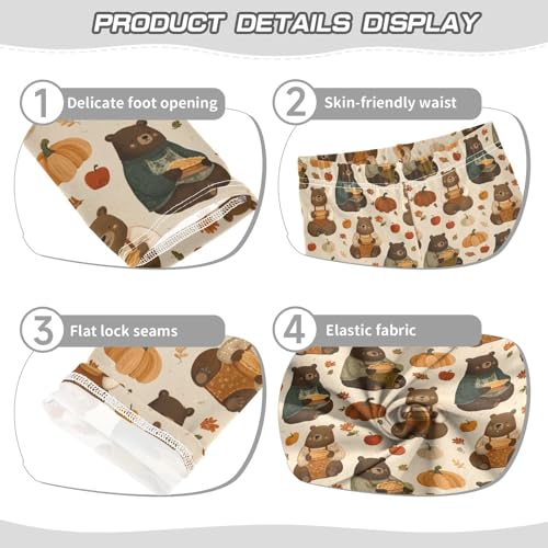 Girls Leggings Soft Toddler Ankle Length Bottoms Thanksgiving Bear Pumpkin Kids Dance Yoga Pants 4-10 Years3