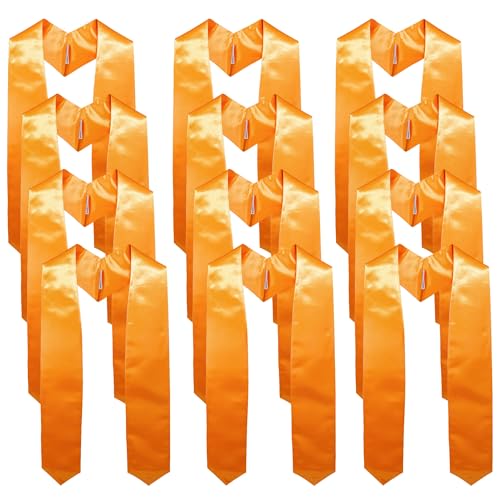 Image of GraduationMall 12 Pieces 72 Inch Plain Graduation Stole Bulk Sublimation Blank Honor Graduation Sash Unisex Adult