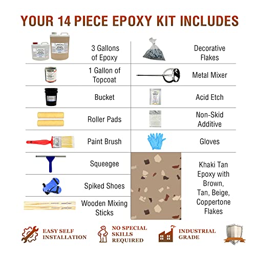 Armorpoxy TP-KIT-KHAKITAN-LARGE 14-Piece Garage Epoxy Floor Kit - Industrial-Grade 2-Part Epoxy Coating thumb #1