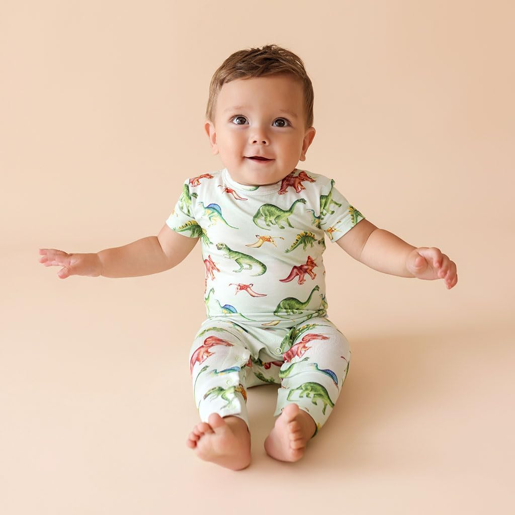 Posh Peanut Baby Romper with Snap Closure - Henley Short Sleeve Baby Boy Outfits - Soft Viscose Baby Pajamas Made from Bamboo