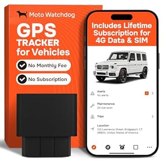 GPS Tracker for Vehicles, No Subscription with Real-Time Location, Mileage Tracking, Speeding Monitoring, Route History, Geofence, OBD, for Fleets & Families, USA, Moto Watchdog