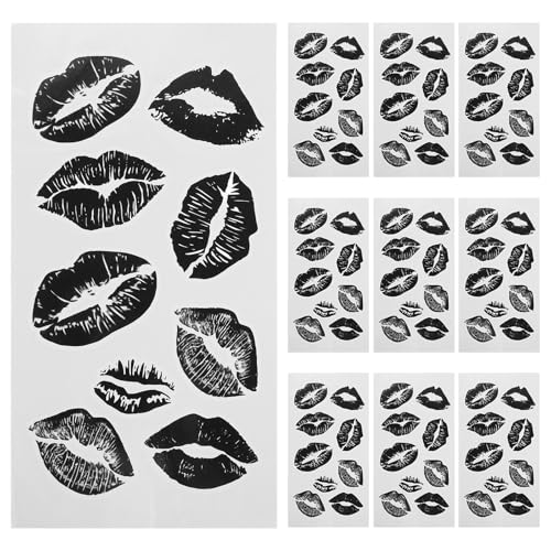 VALICLUD 10 Hojas Tatuajes Temporales de Labios con Beso Pegatinas Decorativas Impermeables para Mujeres y Chicas Calcomanías de Labios para Cosplay Halloween y San Valentín