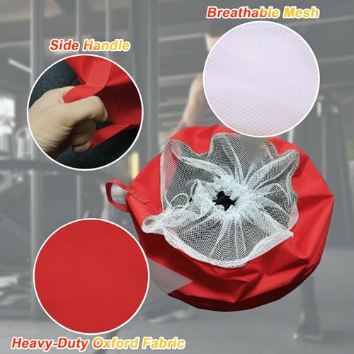 J Bryant Extra Large Battle Rope Storage Bag – Heavy-Duty Carry Sack for Training Ropes, Jump Ropes & Gym Accessories (Red)