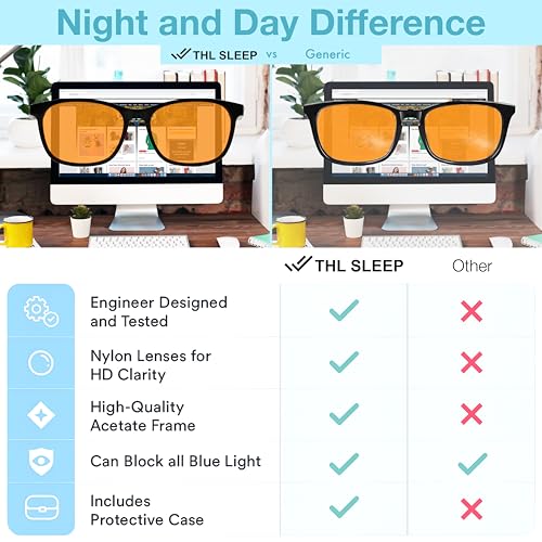 Image of Blue Light Blocking Reading Glasses for Better Sleep - Amber Orange Computer Filter Anti Eye Strain Lenses (Black) Regular