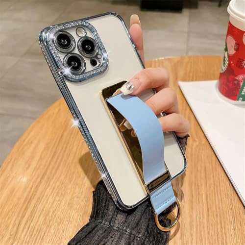 Coque iPhone 15 Pro anti-chute avec bague support bleu ciel