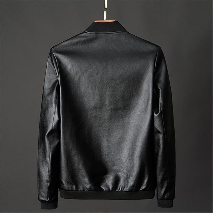 Maiyifu-GJ Men's Casual Zip Up Slim Bomber Faux Leather Jacket Motorcycle Biker Jackets Fashion Leather Jackets Coat3