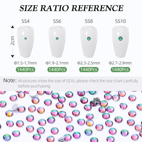 Image of Green Volcano Flatback Rhinestones, Glass Rhinestones for Nail Art and Craft, Glue Fix, Loose Crystal Gemstones(Green Volcano, SS6, 1440pcs, 1.9-2.0mm)