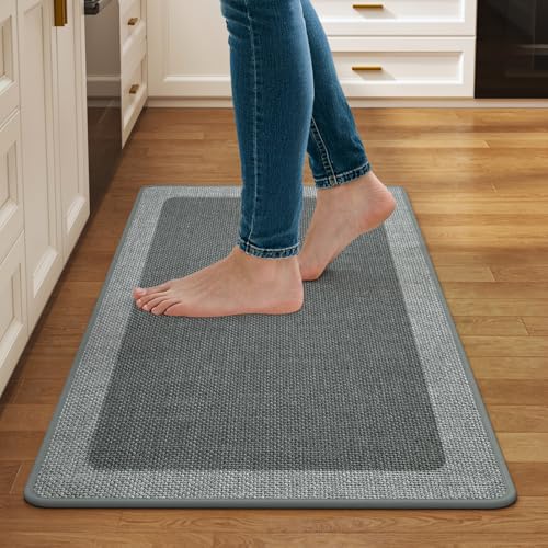 Kitchen Rugs Non Slip Rubber Backing Kitchen Mat 17"x30" Grey