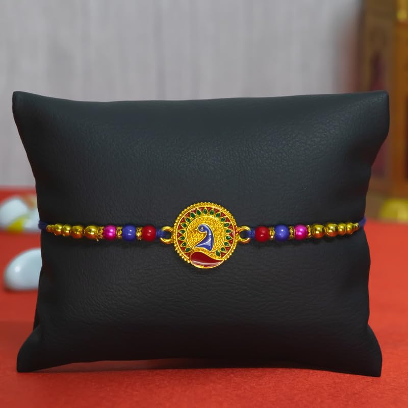 Image of Canton Rakhi Combo Gift Hamper Pack of 2 Rakhi For Brother With Chocolate, Rakhi With Cadbury, Greeting Card & Roli Tilak (Design-12, 2 Rakhi With Celebration)