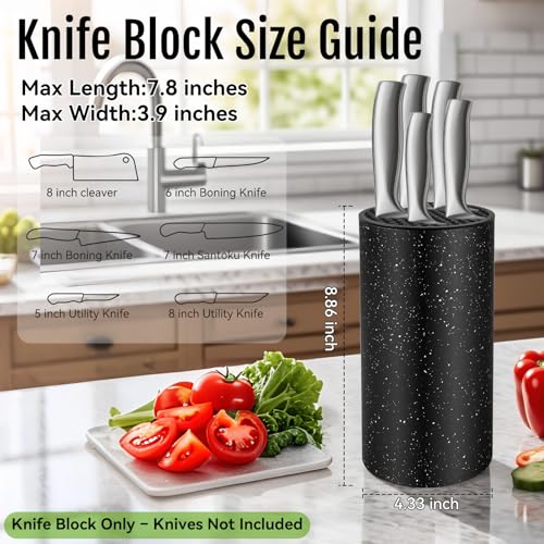 Universal Knife Block Without Knives Ninonly Knife Block Detachable Knife Storage Space Saver for Kitchen Knife Organizer Black - Image 3