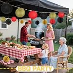14 Pack Red Black Gold Party Decorations Kit, Hanging Paper Lanterns & Fans for Casino Night, Hollywood Theme Party Decorations, Graduation Wedding Hibachi Party and Lunar New Year Decorations 2026 - Image 5