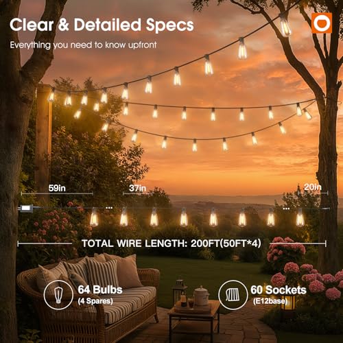 addlon 100FT G40 Outdoor String Lights con control remoto miniatura 5