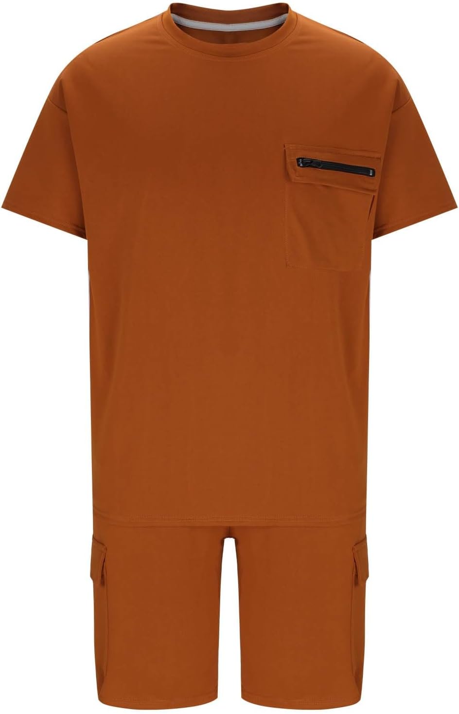 2 Piece Outfits for Mens Summer Short Sleeve T Shirts and Cargo Shorts Sets Sports Tracksuits Clothing with Pockets Set