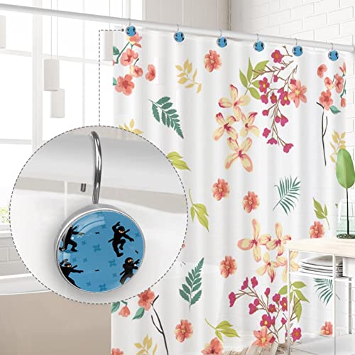 Crochets pour rideau de douche bleu japonais pour salle de bain zen - 5