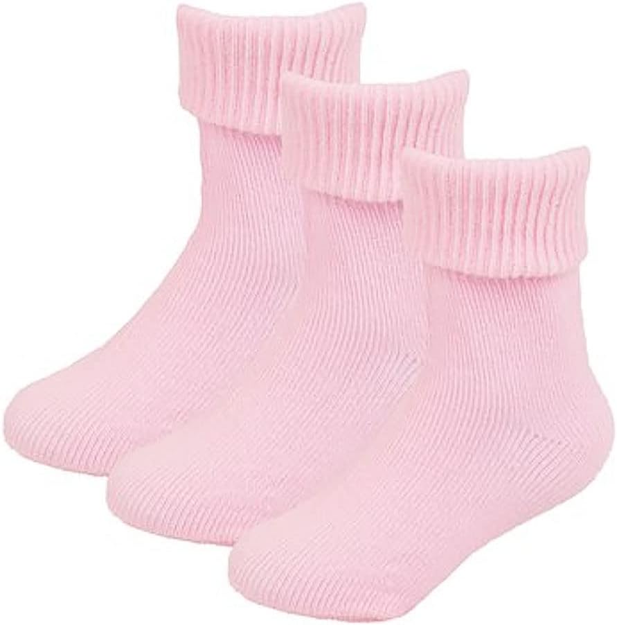 Sock Snob 6 Pair Baby Cotton Plain Funny Turn Over Top Socks for Boy and Girl