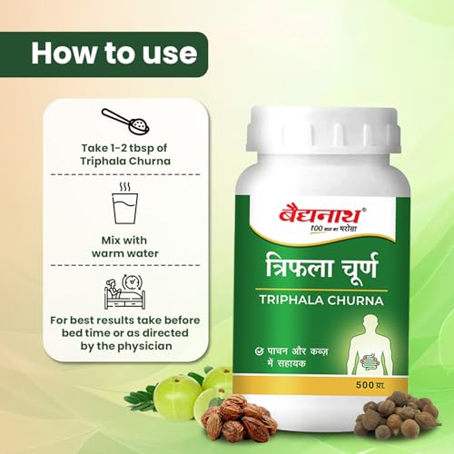 Image of Baidyanath Ayurved Triphala Churna 500g | Supports Healthy Digestive Tract, Helpful in Bowel Wellness, Acidity & Gas Relief