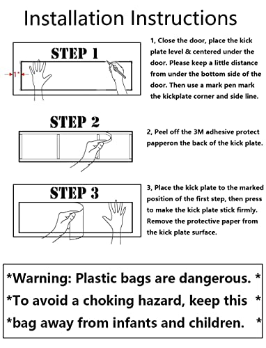 Galofay Self Adhesive Door Kick Plate 34 Inches Acrylic Decorative Plates Pets Scratches Protector For Stick On 36 Inches Doors, 1/10 Inch Thickness 6"X 34" Black #TOP5