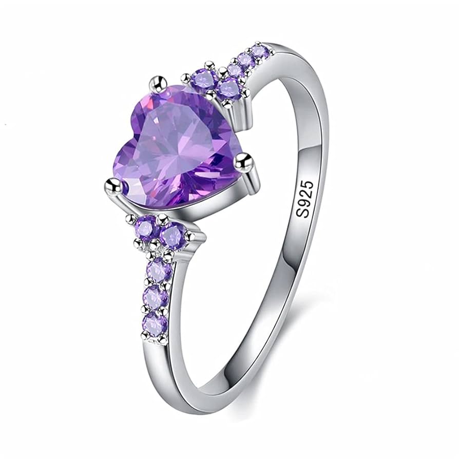 Amazon.com: Nature Purple Crystal Womens Ring 925 Sterling