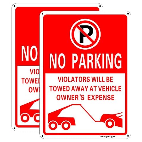 No Parking Sign,Violators Will Be Towed Away at Vehicle Owners Expense Sign,14 x 10 inches,Reflective Aluminum,Easy to Mount,UV Protected,Weather Resistant,Waterproof,Durable Ink,Outdoor Use,2 Pack Cover