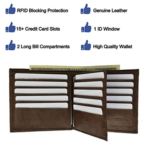 MARSHAL Men's Wallet with 16 Credit Card Slots Genuine Leather - Special Sale3