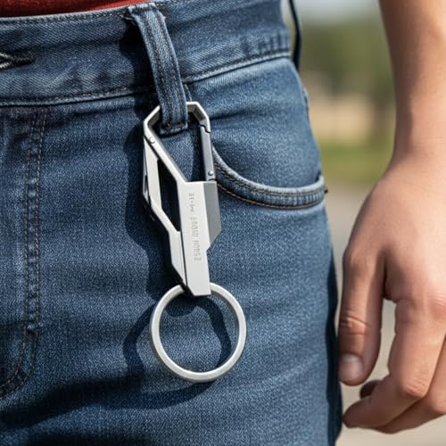 Image of THE MEN THING - Stylish Multicolor Stainless Steel Keychain for Men & Boys (Phantom Grip - Steel)