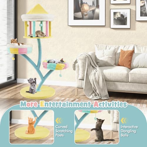 Árbol para gatos PETSITE de 57.5 pulgadas con rascadores miniatura 7