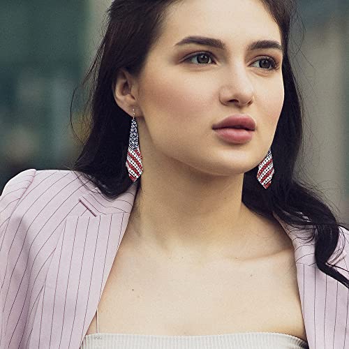Madison Tyler Americana Collection 4th of July Dangle Drop Earrings for Women | Fashion Red Blue White Patriotic USA Cute Pave Rhinestone Star Post Earrings | American Independence Day Gifts2