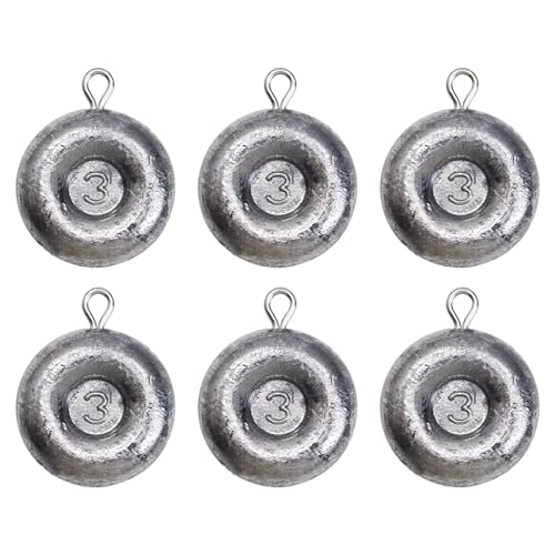 CWSDXM Disc Sinkers Lead Coin Weights Flat Round Sinker for Surf Drifting River Trolling Catfishing Fishing Pancake Sinkers and Weights 3/4oz - 8oz (3oz-6pcs)