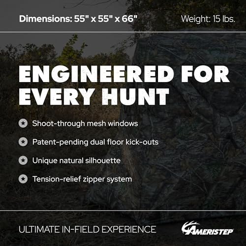 Ameristep Caretaker Kick Out Pop-Up Ground Blind, Premium Hunting Blind, Realtree Edge Camo, One Size - Thumbnail 4