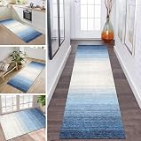 ZYFSHA Washable Blue Carpet Runner 80x180 cm - Dirt Trapper Mat for Hallway Kitchen Dining Room Bedroom & Living Room - Sold by The Metre