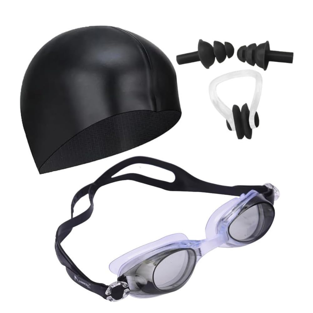 LEBAMI Swimming Kit for Unisex Adults & Kids | Goggles, Swim Cap, Nose Clip, Ear Plugs | Accessories for Swimming, Water Sports-image-47