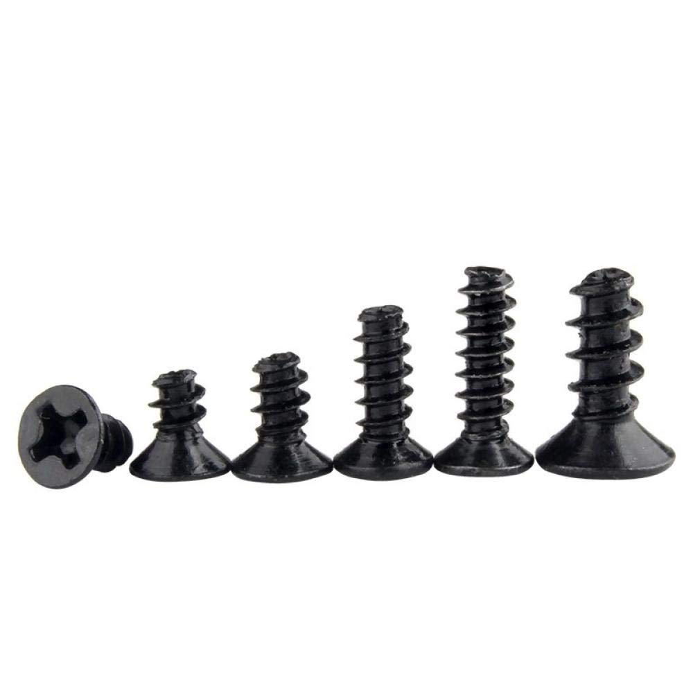Tornillo Phillips, Iron-Haired Black Cross Flat countersunk Head Tapping Screws, Small Screws, National Standard, M1.4M1.7M2M3-M2*4 * 100pcs(M2.6 * 10 * 100)