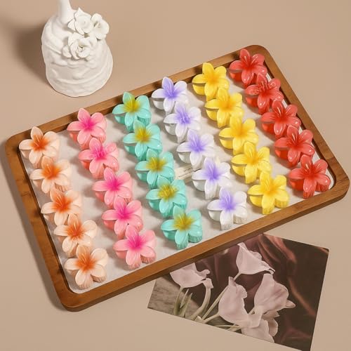 Image of Cerrito 6 Pcs Colorful Flower Small Hair Claw Clips for Women & Girls, Gradient Lily Design, Strong Hold, Lightweight, Cute & Stylish Hair Accessories for Daily Use, Travel, Gifting, Multicolor