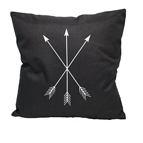 Mocofo Black And White Pillowcase, Set Of 4 Decorative Geometric Home Decoration Sofa Burlap Farmhouse Country Style Sofa Cotton Linen Cushion Cover, Soft Canvas Square (Black, 18X18 Inches) #TOP1