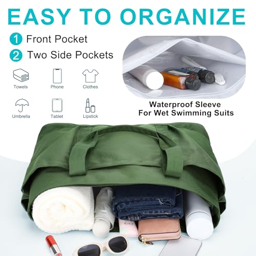 Image of VASCHY Extra Large Beach Bag, Oversized Utility Travel Tote Bag with Zipper Waterproof Sand-proof Pool Bag with Wet Bag